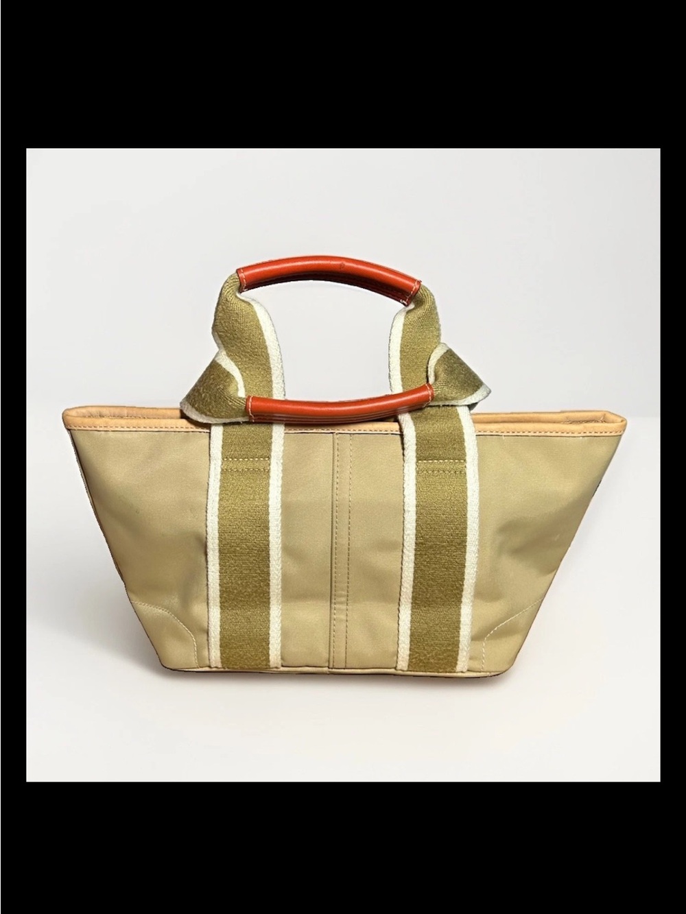 Coach Mini Hamptons Tote,Clutch,Wristlet Set-Khaki Nylon, Vermilion Leather 2005 - Picture 5 of 14